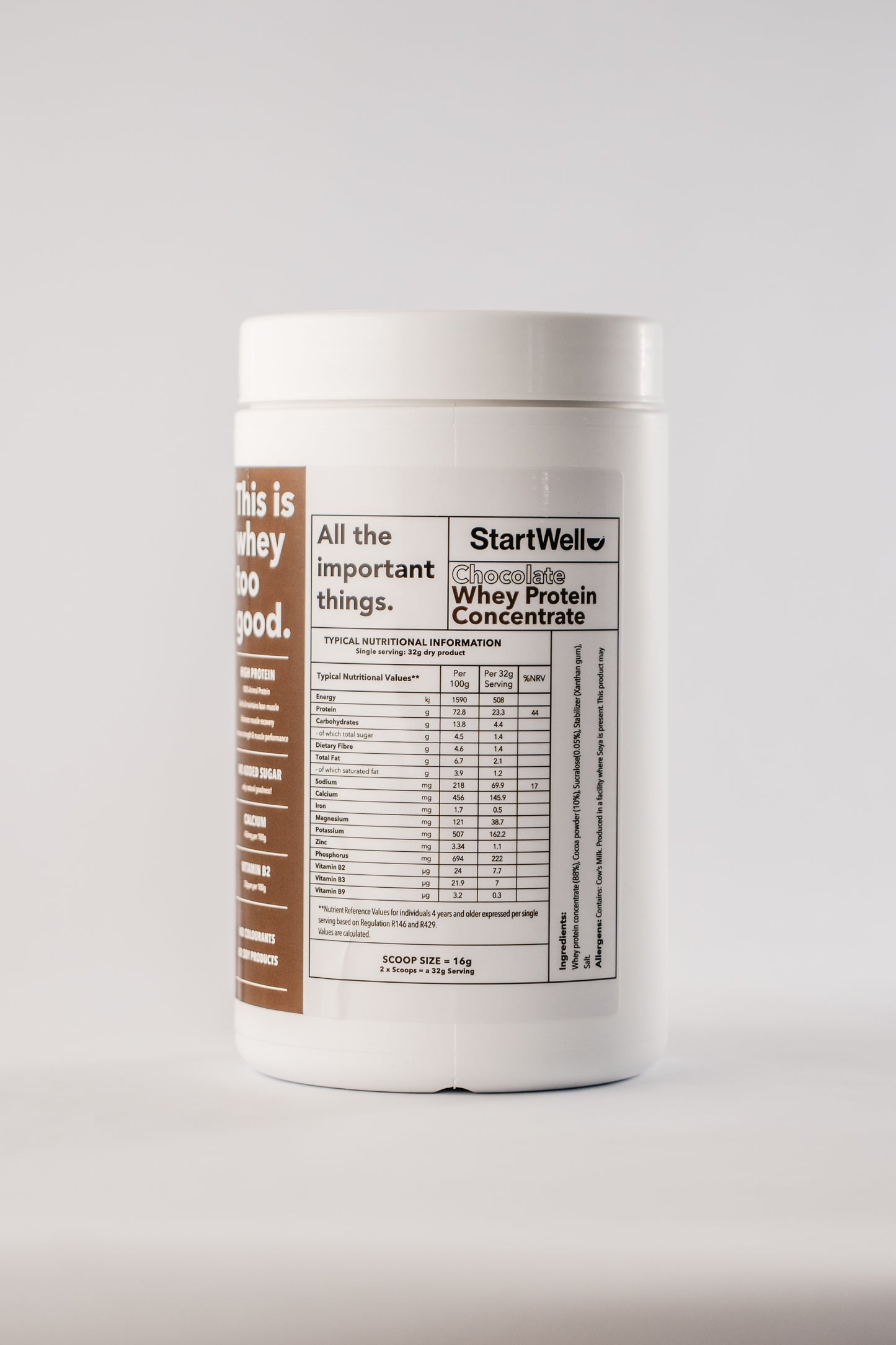 StartWell Premium Chocolate Whey Protein Concentrate Powder. (1 Kg Tub)