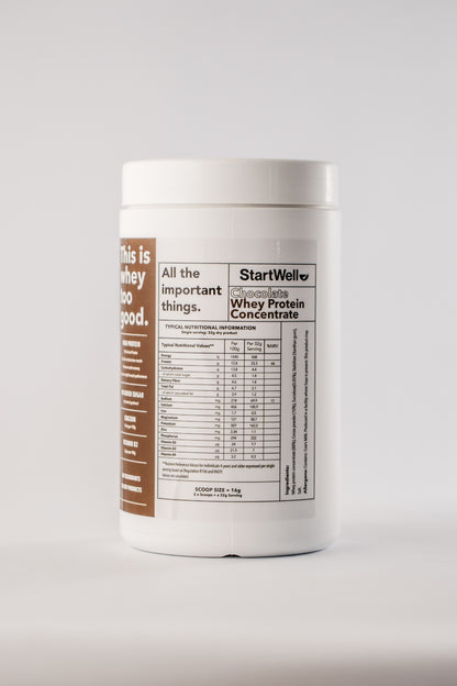 StartWell Premium Chocolate Whey Protein Concentrate Powder. (1 Kg Tub)