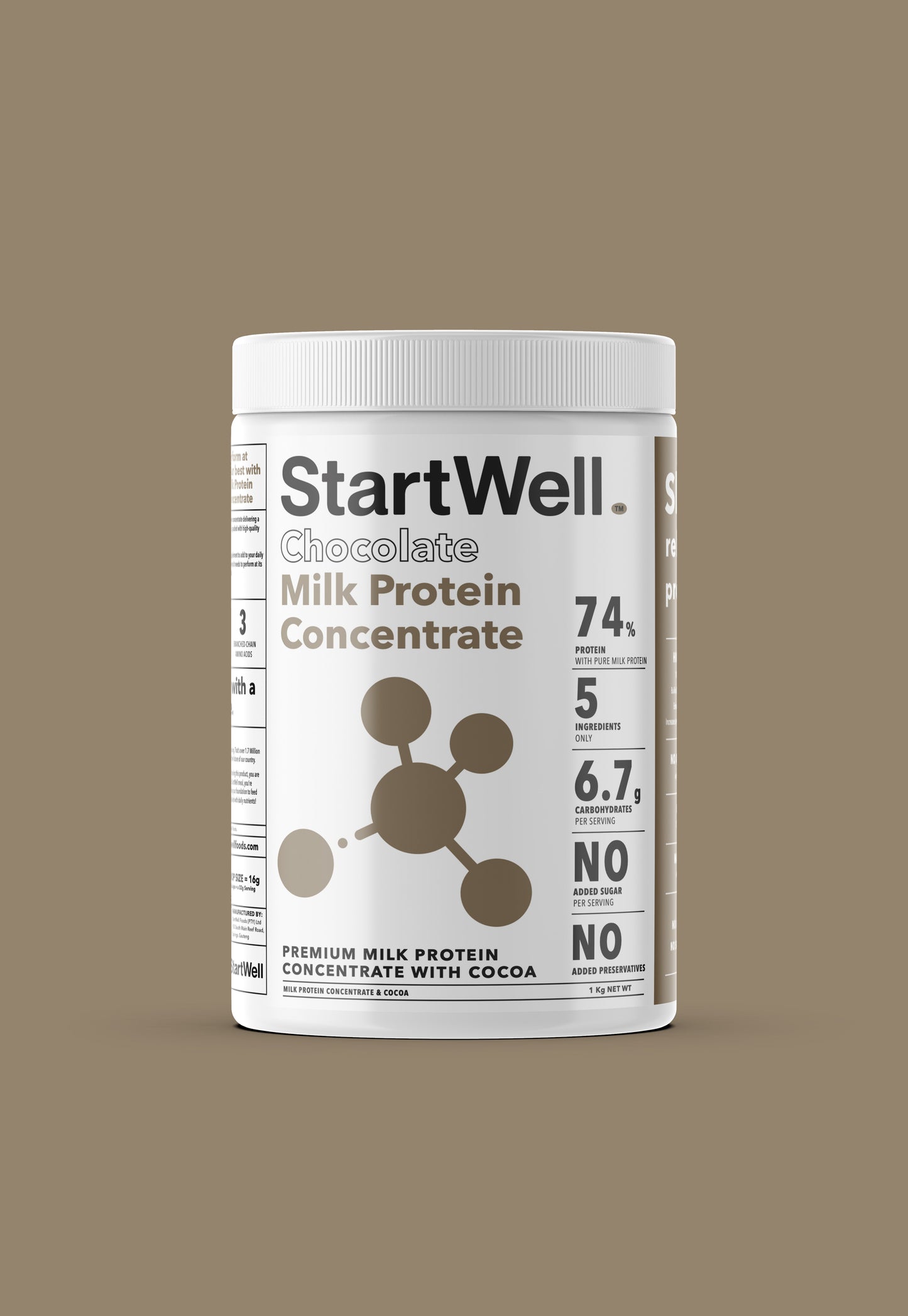 StartWell Premium Chocolate Milk Protein Concentrate Powder. (1 Kg Tub)