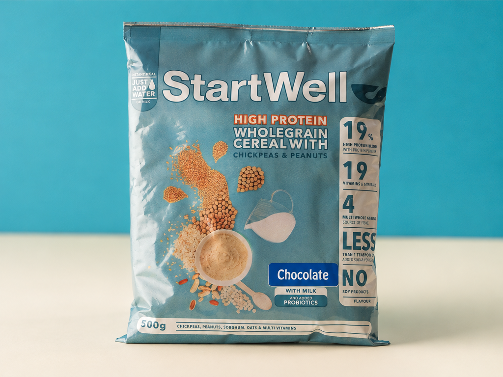 StartWell Cereal - High Protein, Multi Whole Grain & Legume Cereal (500g Refill bag)