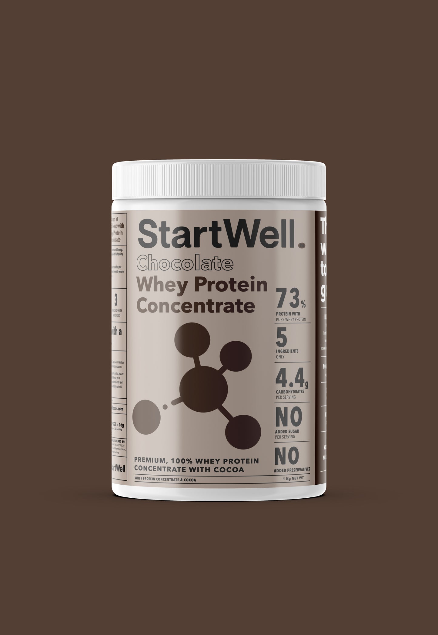 StartWell Premium Chocolate Whey Protein Concentrate Powder. (1 Kg Tub)