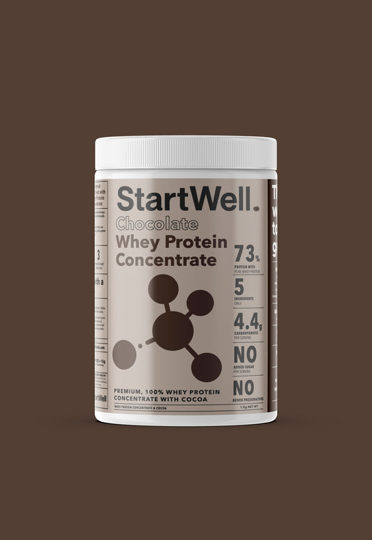 StartWell Premium Chocolate Whey Protein Concentrate Powder. (1 Kg Tub)